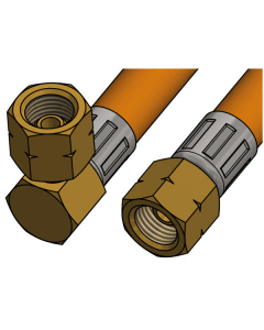 Gasslange 0,8 meter, 1/4" - 1/4" vinklet omløper