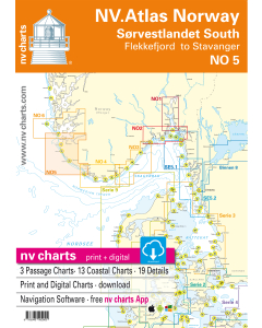 Kart kombi Atlas No 5 - Flekkefjord til Stavanger