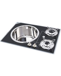 Glass Hob 2 Sink gasskoketopp m/vask