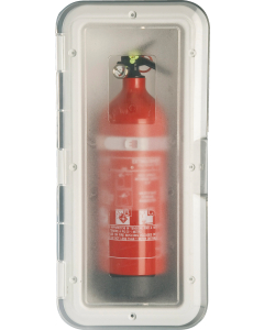 Boks for brannslukker m/luke, 2 kg, hvit